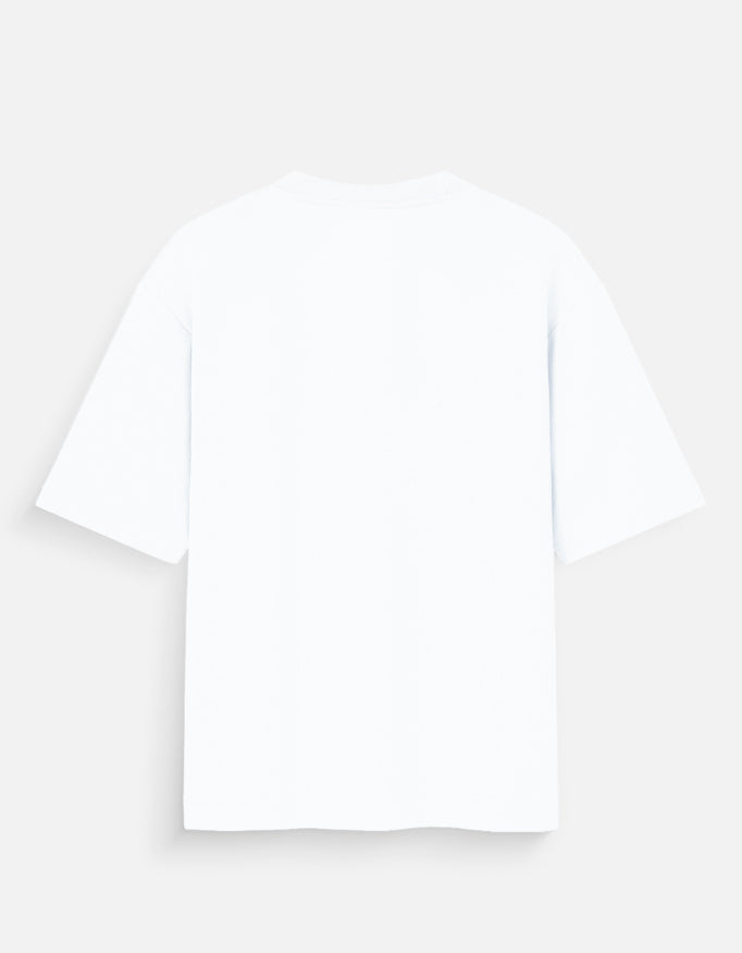Back of the white Boat oversized t-shirt, plain with no print