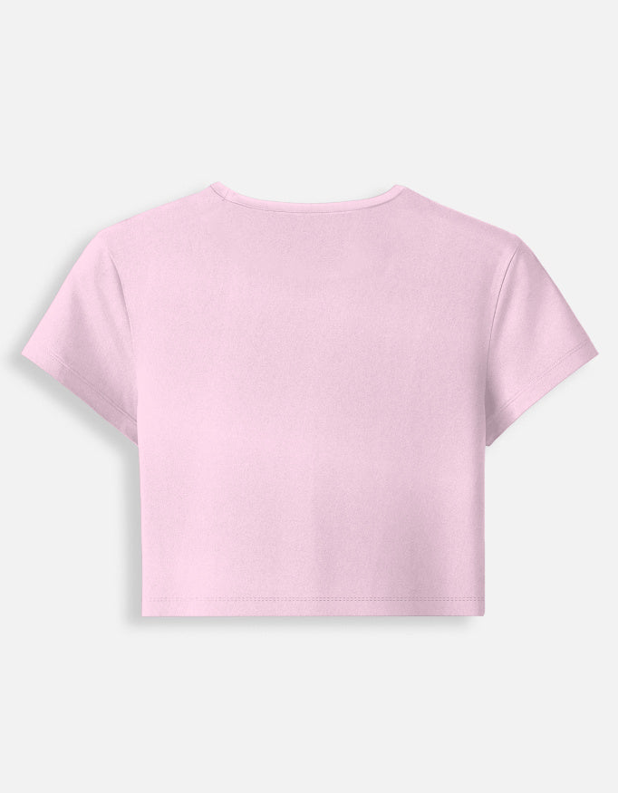 Back of the Banned baby tee in Light Baby Pink, plain with no print