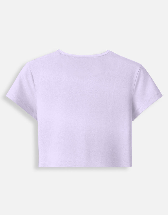 Back of the Banned baby tee in Lavender, plain with no print